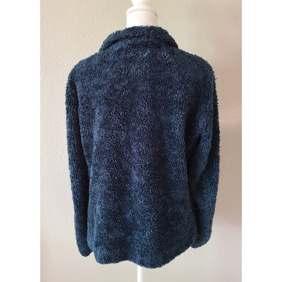 Pendelton Women's Fuzzy Sherpa Jacket Sz Small Full Zipper Blue Plaid Pockets - Picture 5 of 10